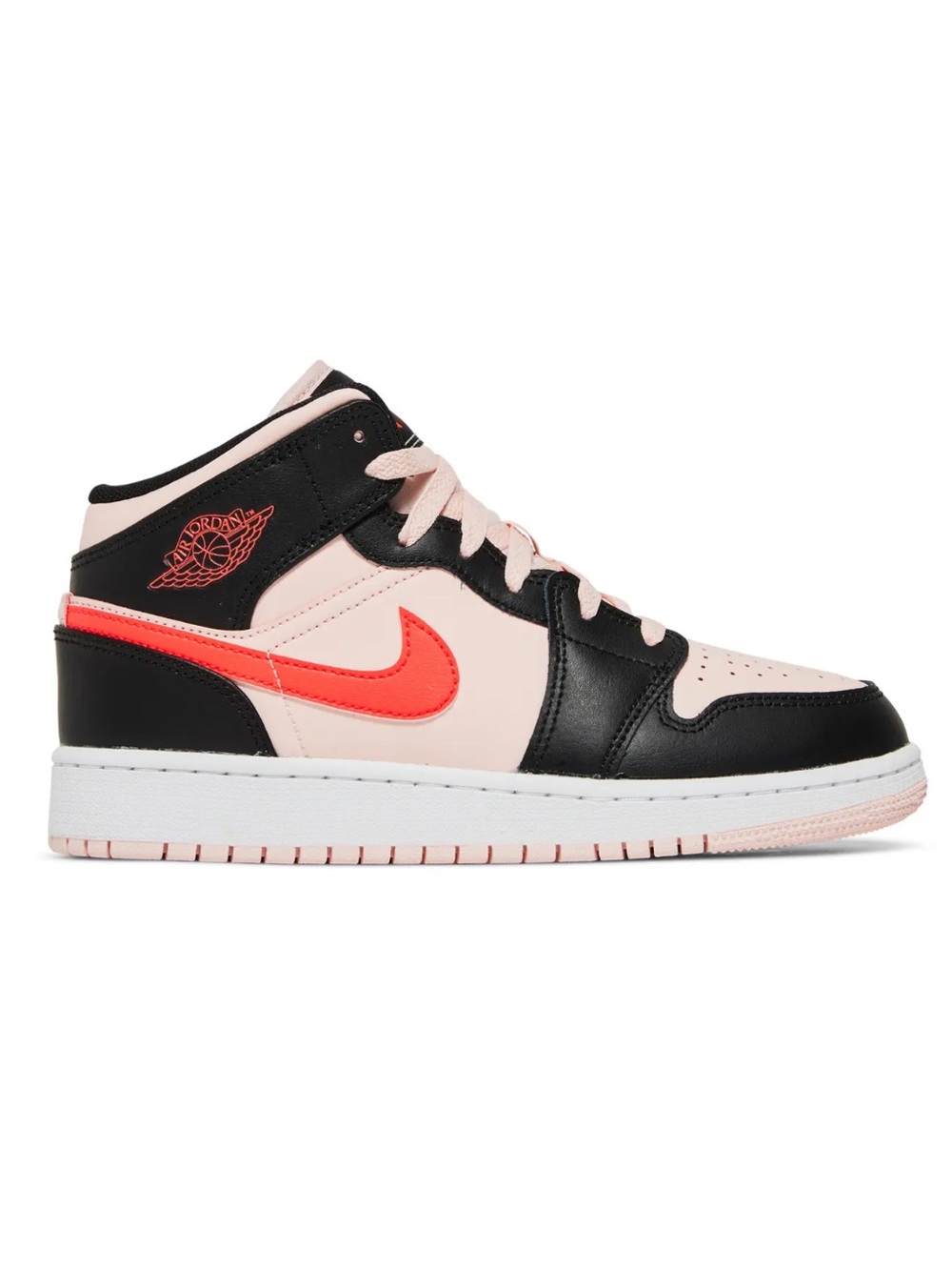 Nike Air Jordan 1 Mid GS Pink & Black Leather Sneakers Kids size 5.5 Youth
